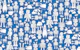 Retro robot pattern - blue and white