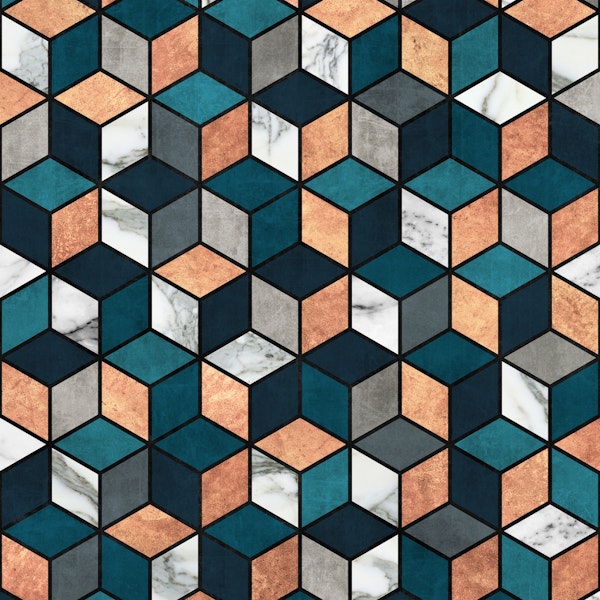 Copper Marble Cubes with Blue