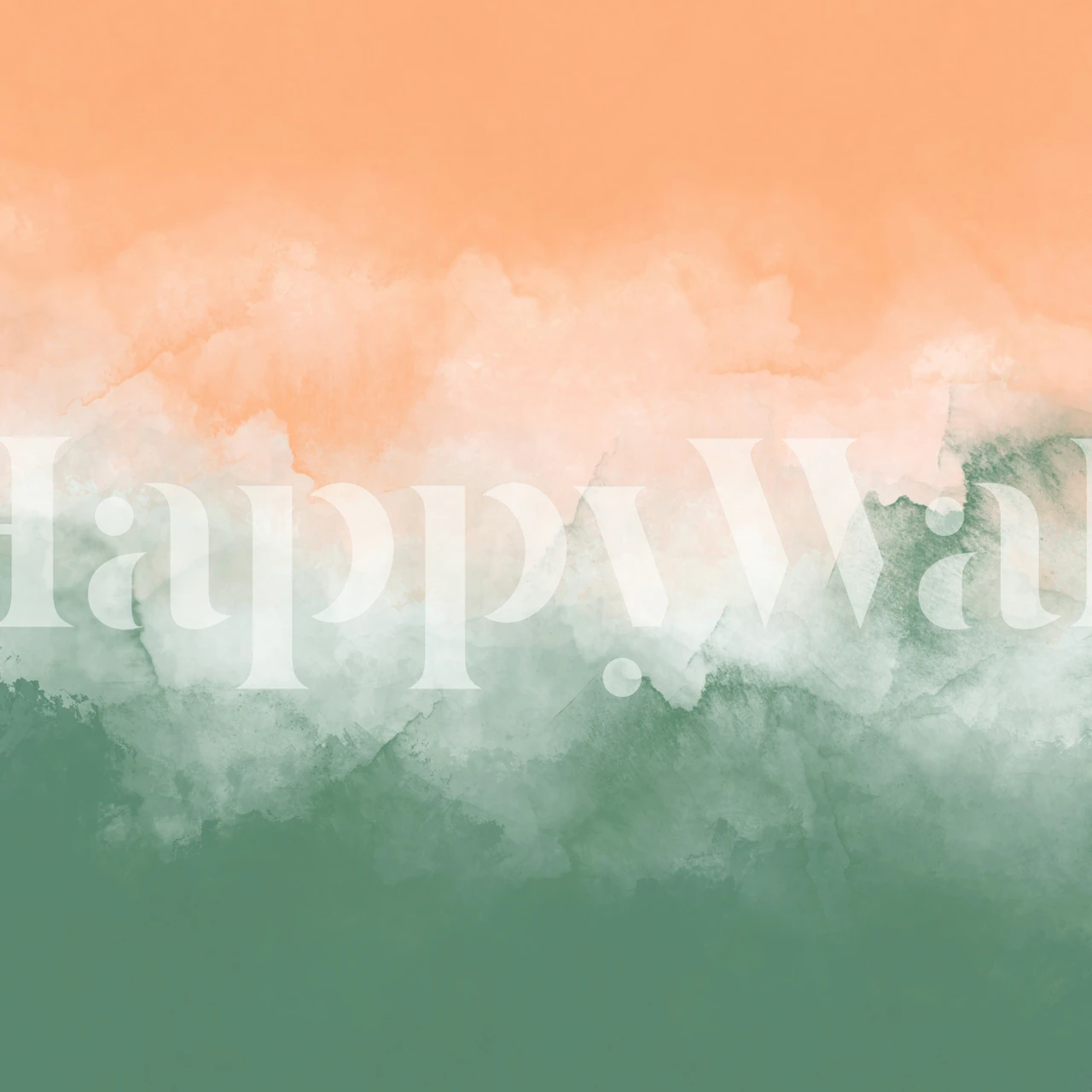 Mint & Coral Cloudscape Tapete in einem Raum