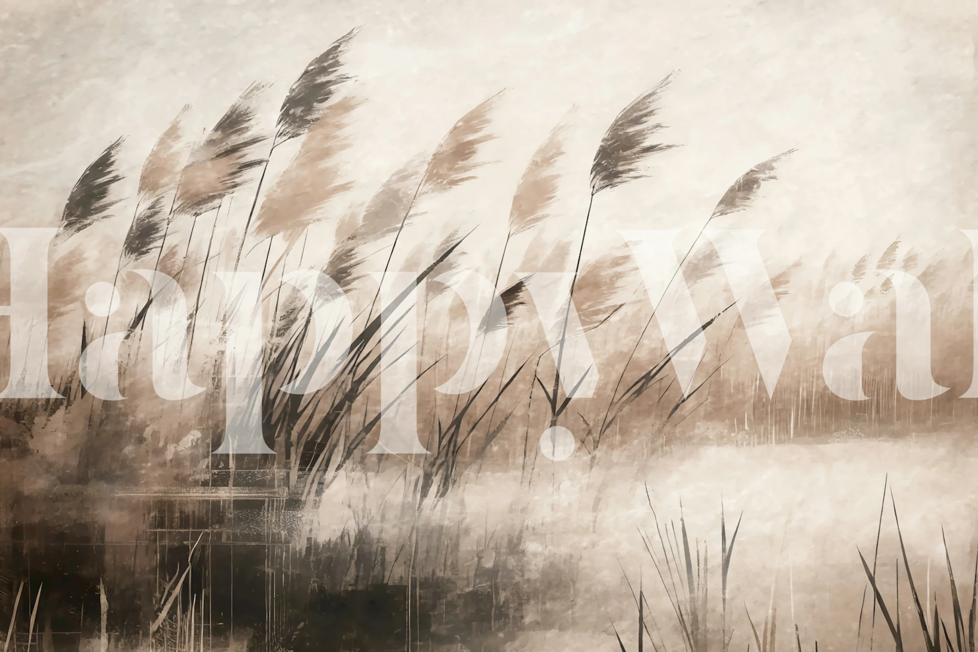 Tranquil Reeds Lake tapet i et rom