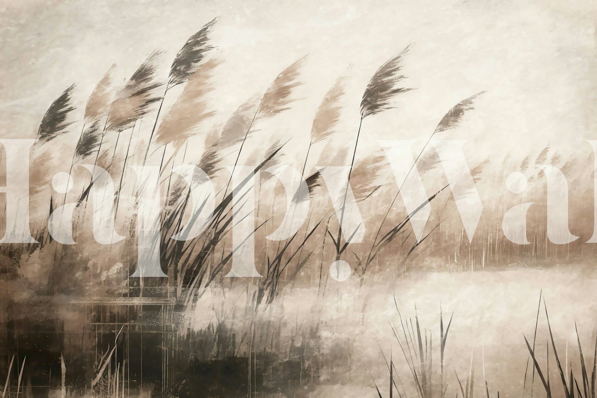 Tranquil Reeds Lake wallpaper in a room