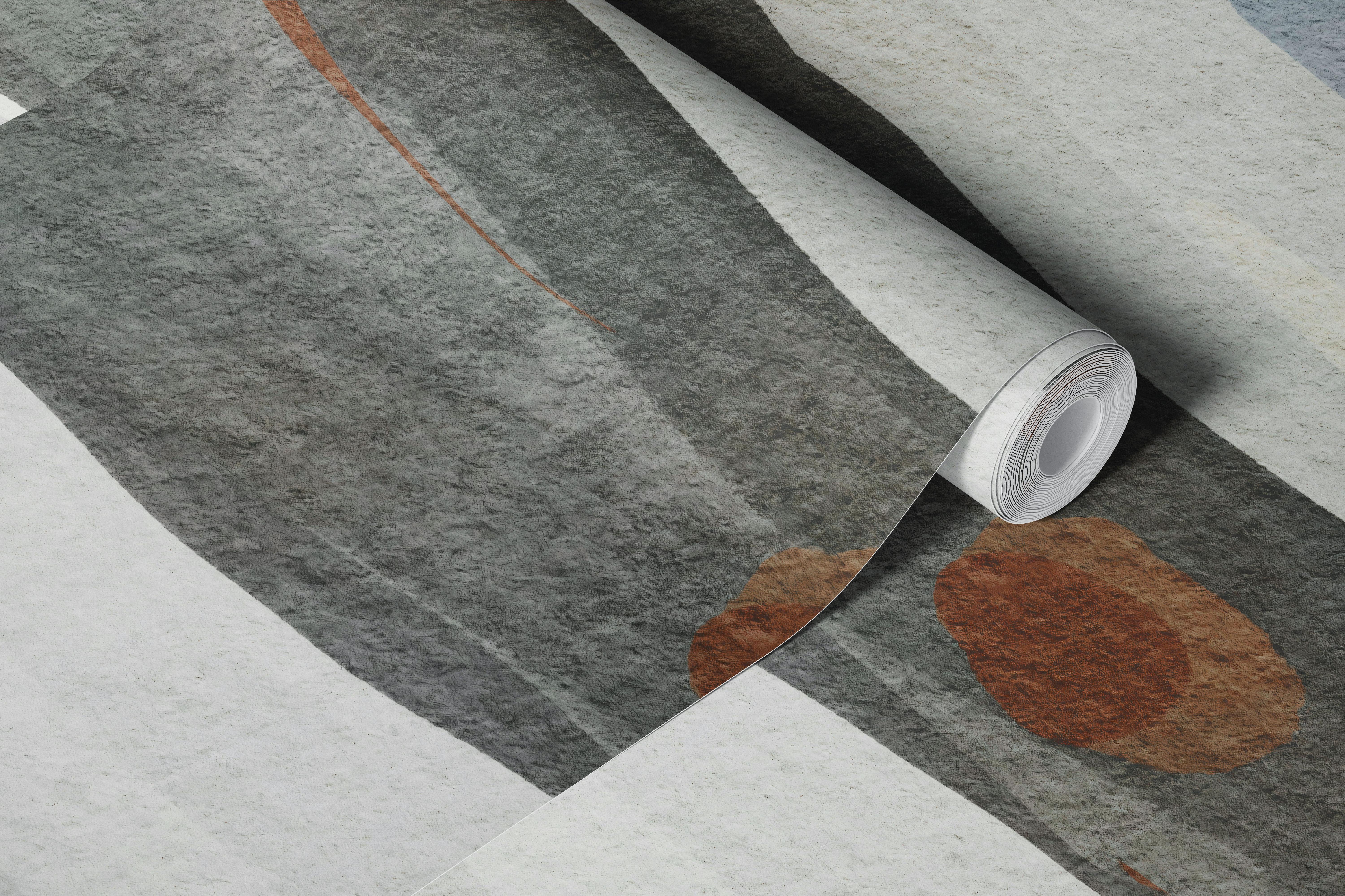 Earthy minimalist landscape wallpaper in a room