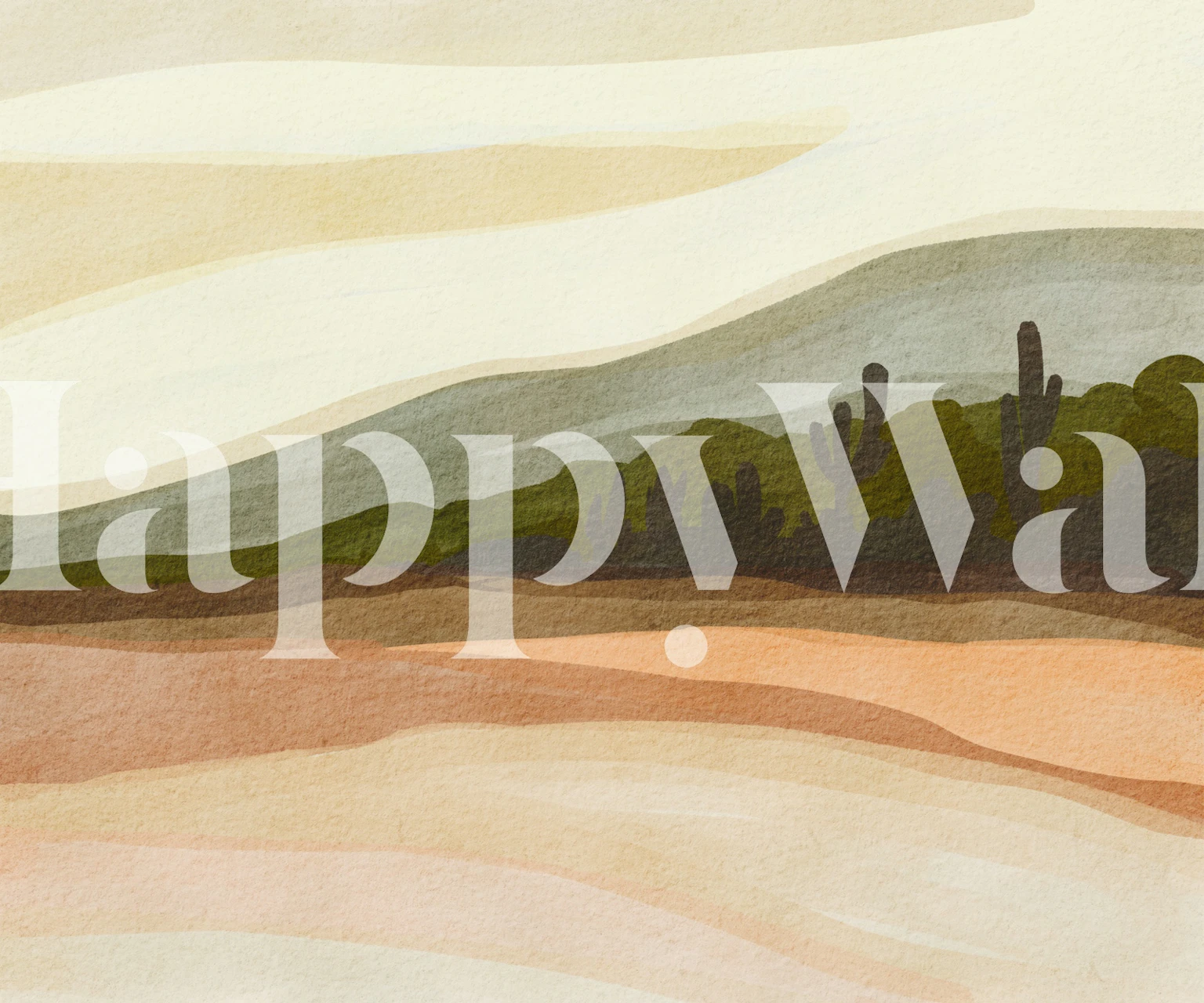 Serene desert panorama wallpaper in a room