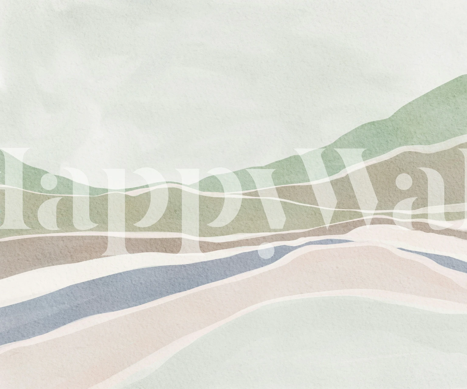 Soft green and blue abstract landscape lines wallpaper