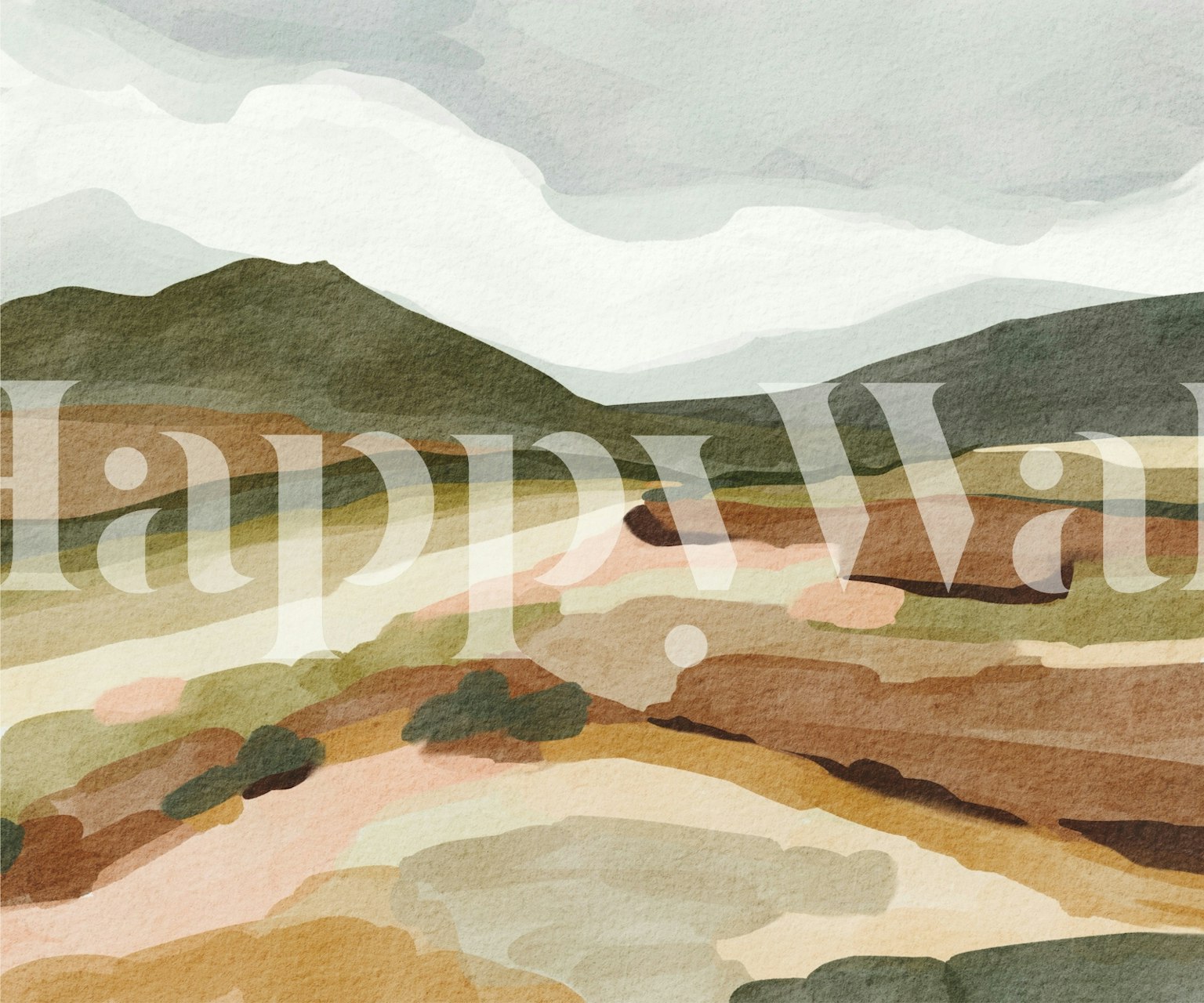 Rustic Hills Scene wallpaper in a room