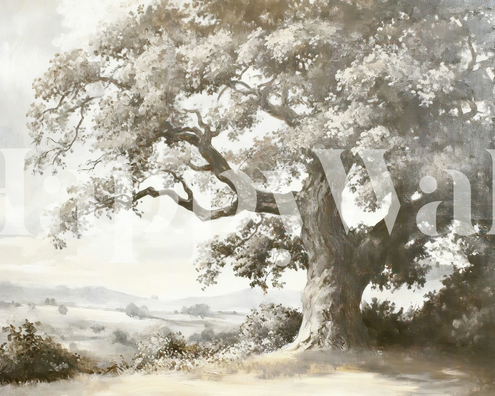 Timeless Oak Panorama wallpaper in a room