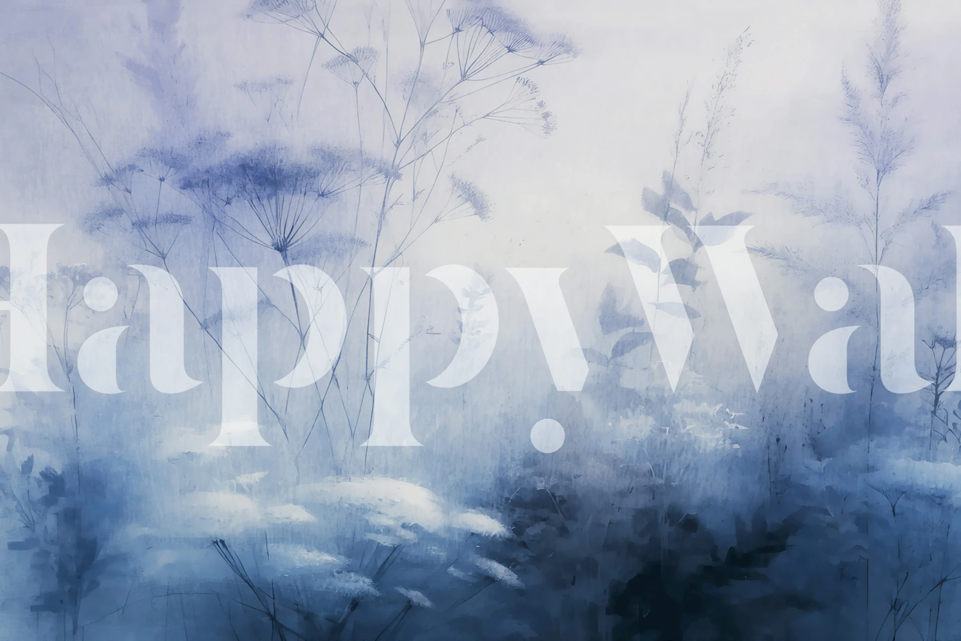 Ethereal blue floral patterns with soft blurred effects wallpaper