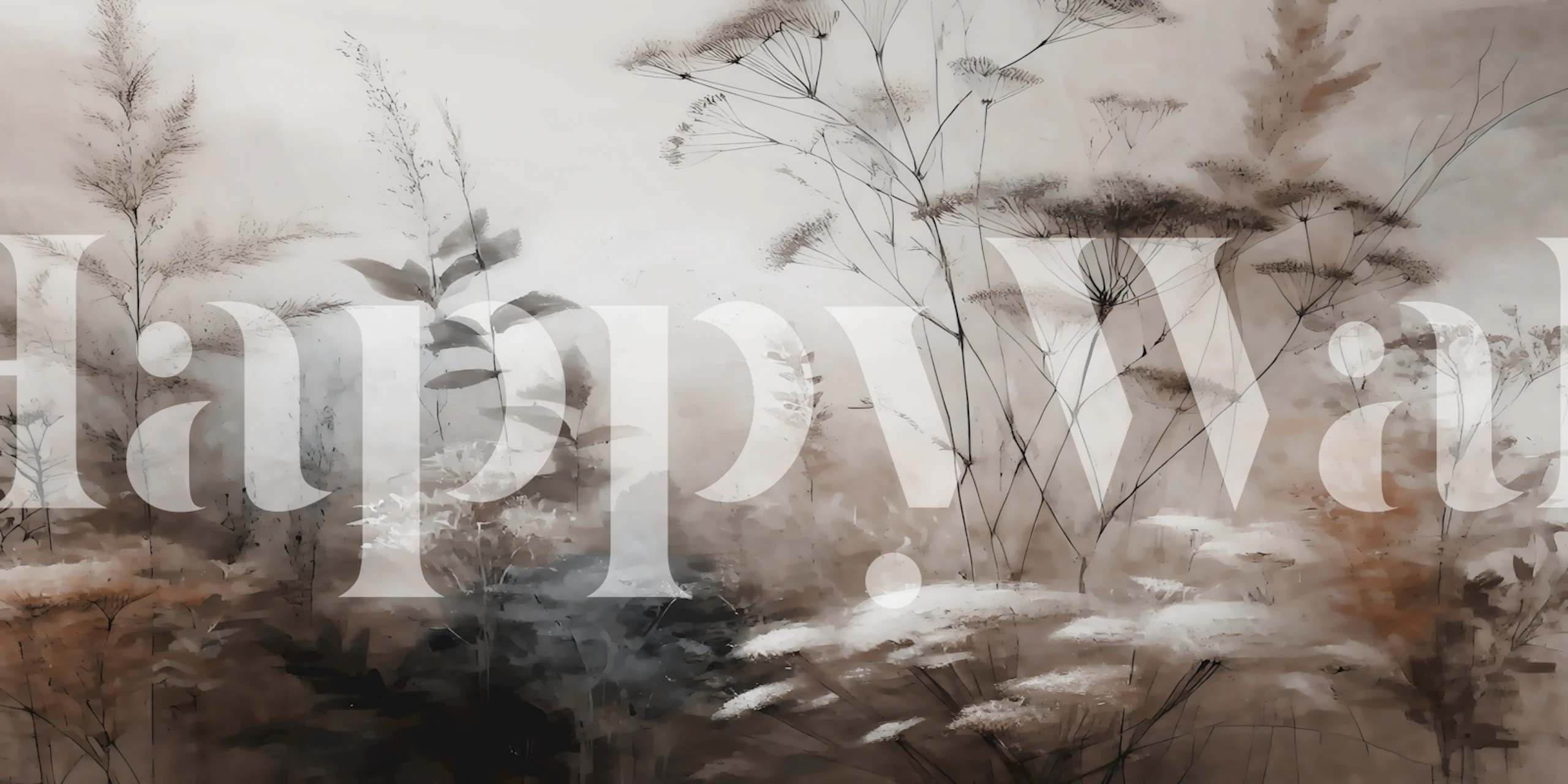 Delicate floral silhouettes in soft neutral tones wallpaper