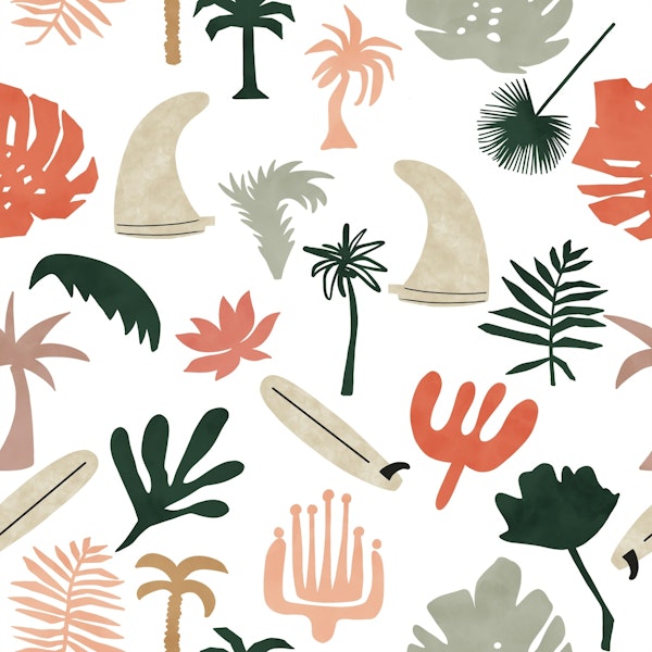 Surf and Palm Motif