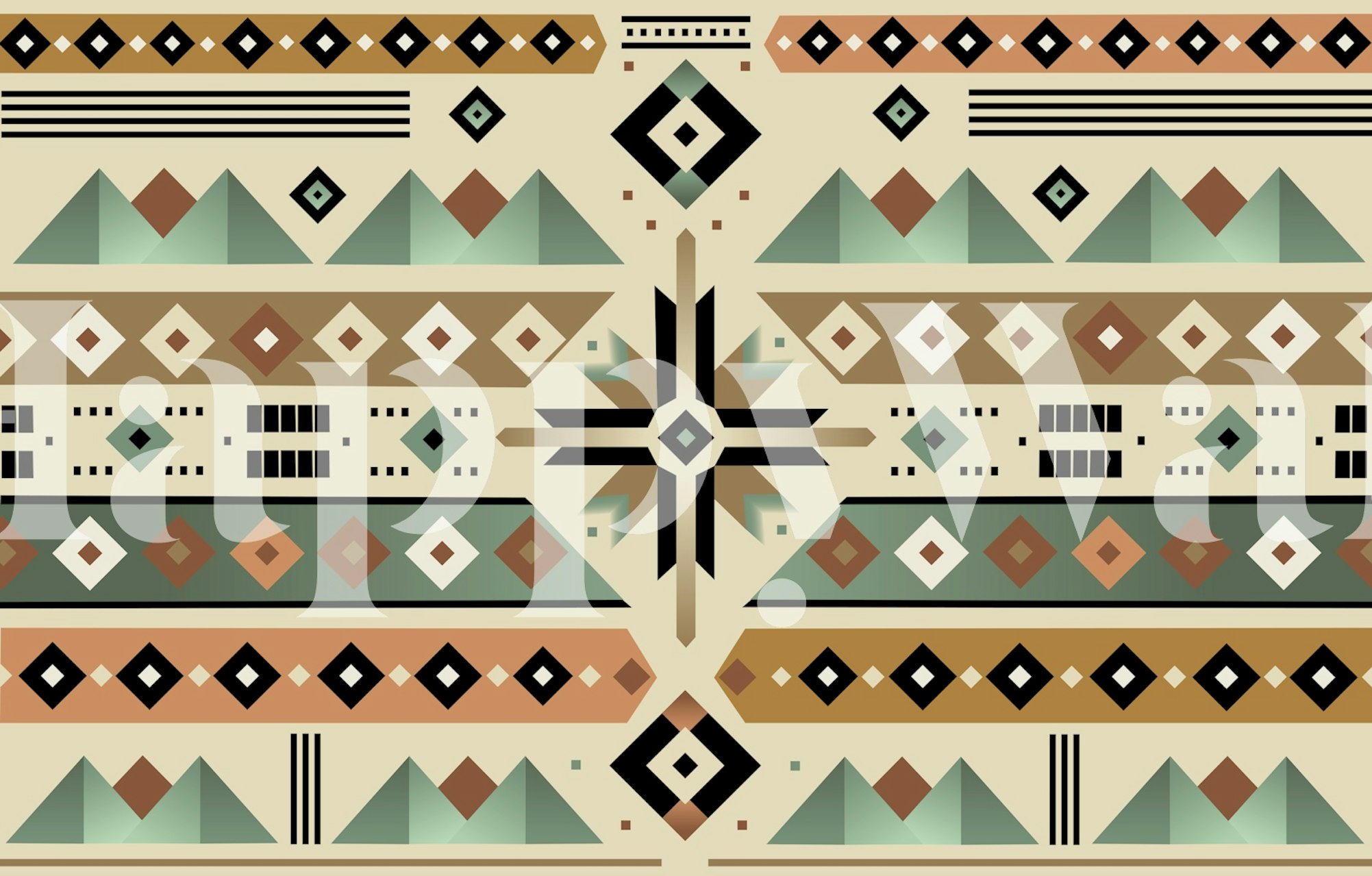 Geometric patterns in earthy tones with black accents wallpaper