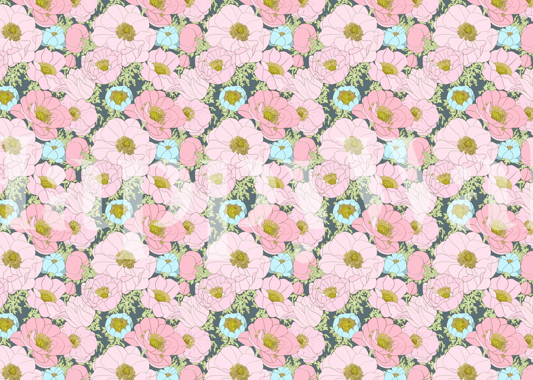 Papier peint floral Big Blooms dans une pièce