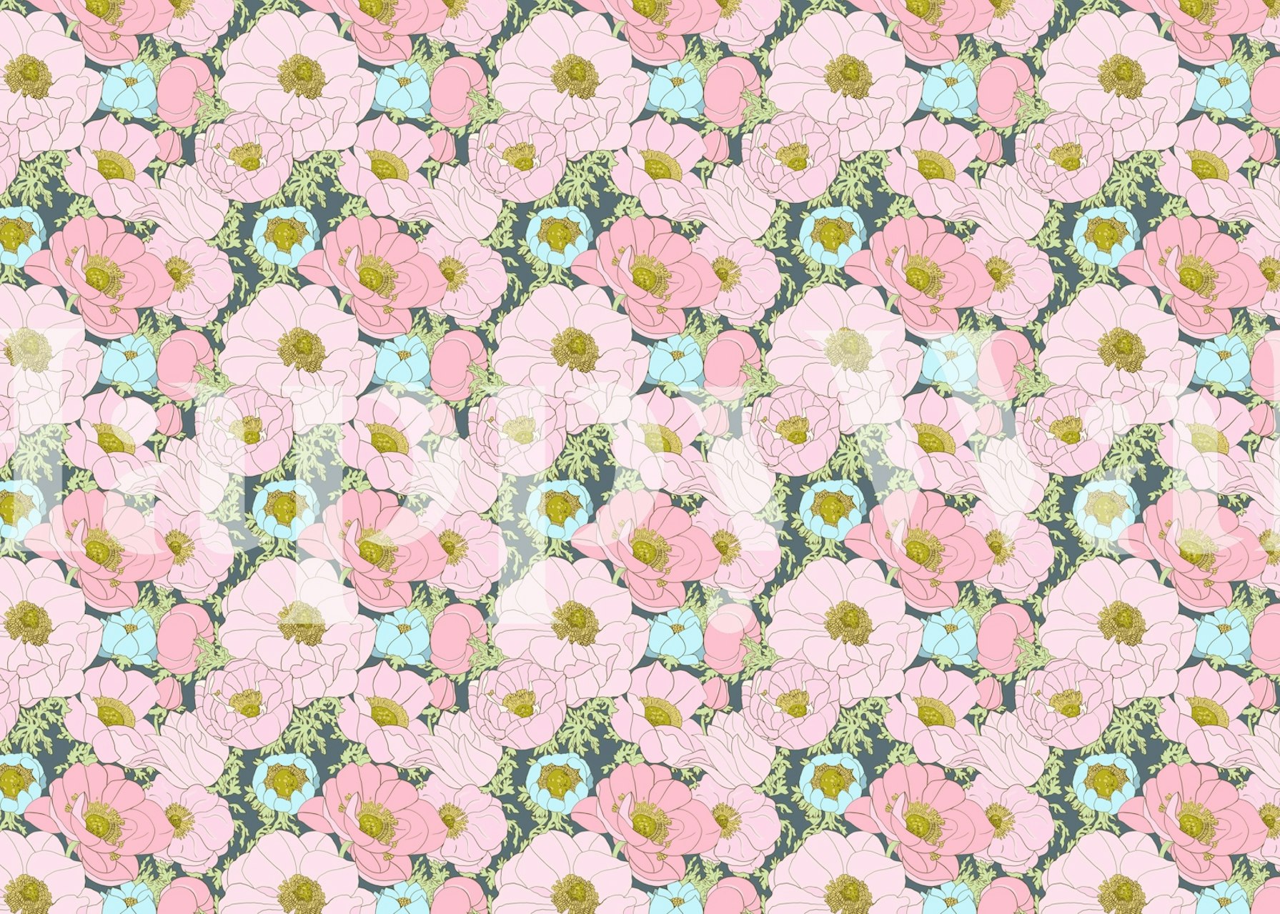 Tapeta kwiatowa Big Blooms w pokoju