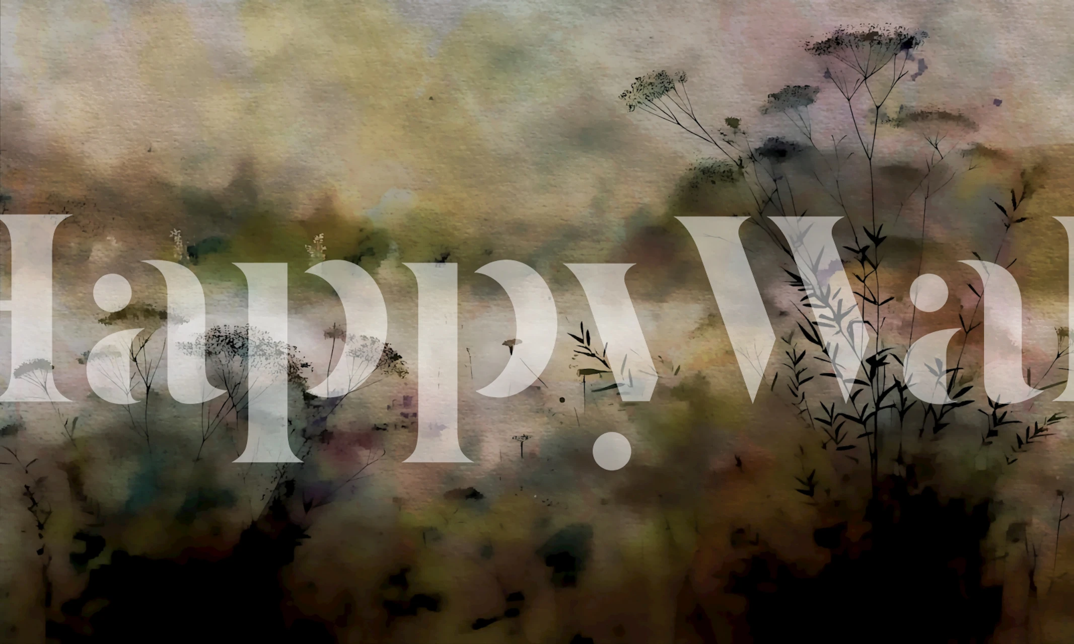 Botanical silhouettes in soft earthy colors watercolor wallpaper