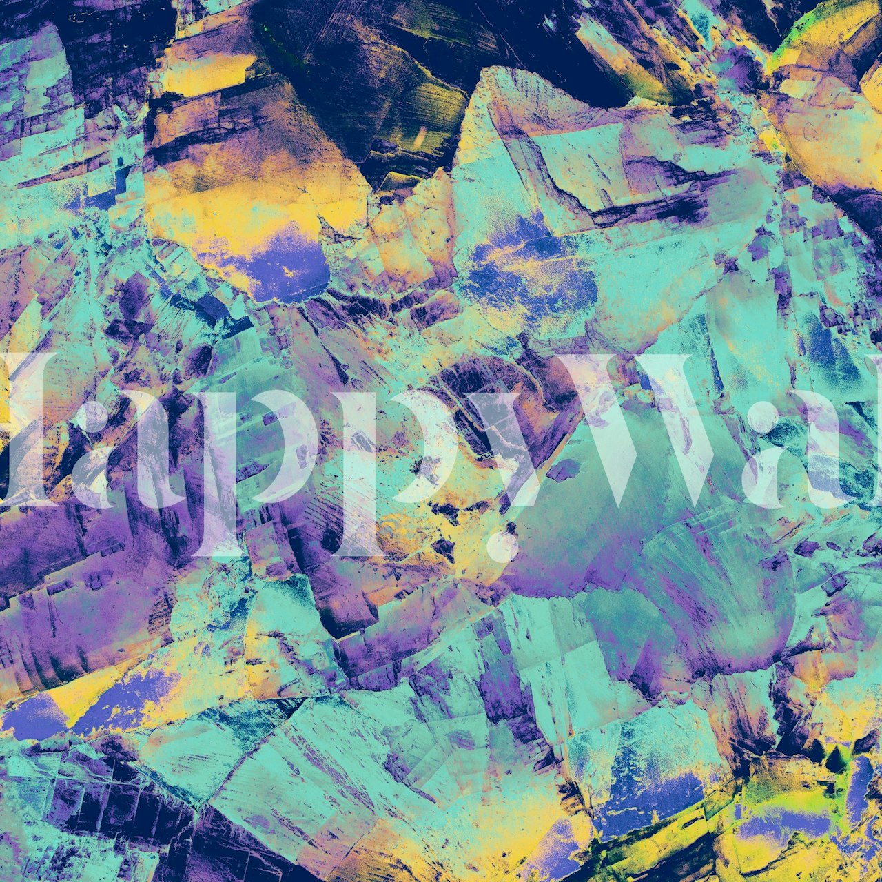 Colorful abstract marble design in purple, teal, and yellow tones wallpaper