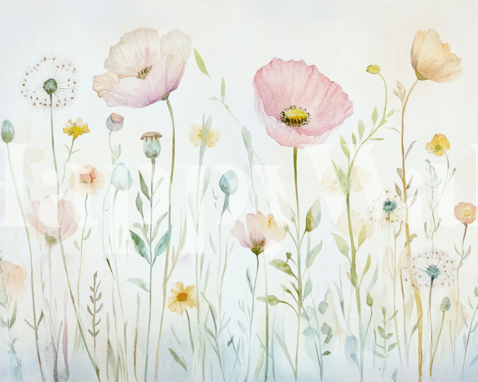 Tapeta Pastel Wildflowers w pokoju