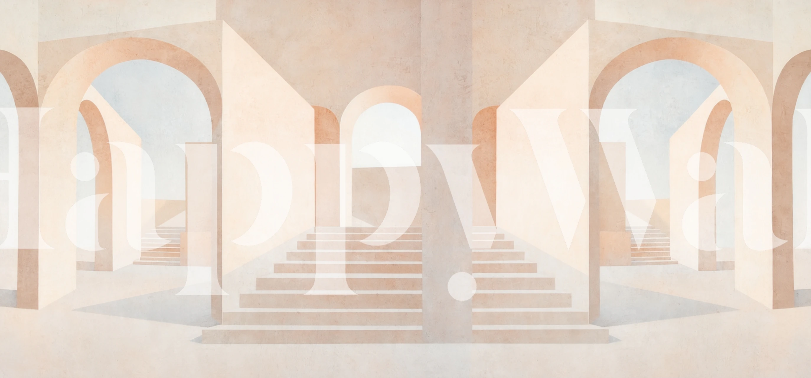 Minimalist archway painting wallpaper in een kamer