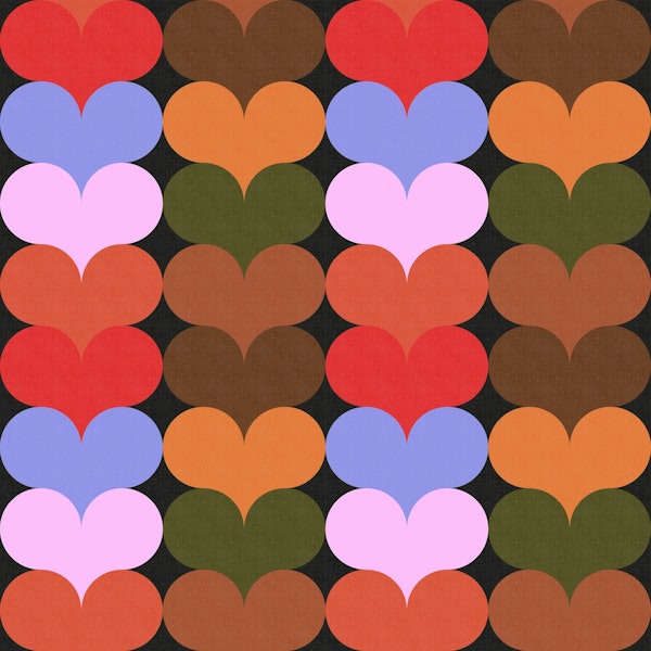 Retro Heart Shapes Groovy Decor WP