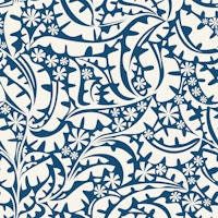 Modern Banana Leaves and Flowers Blue WP tapete