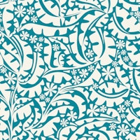 Modern Banana Leaves and Flowers Turquoise WP tapete