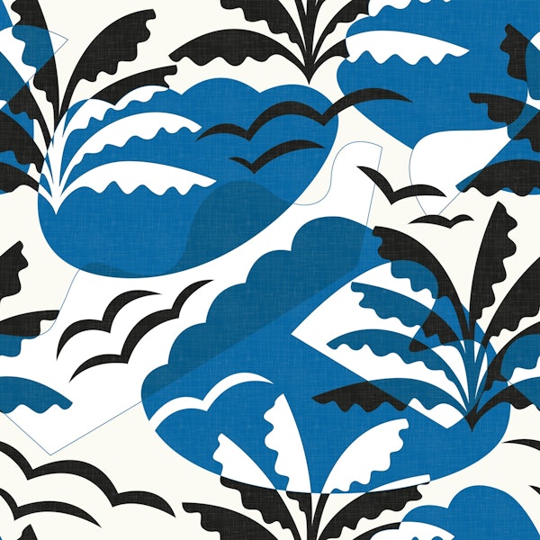 Greek Abstraction Palms in Blue WP