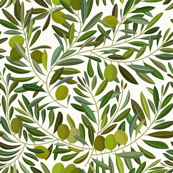 Mediterranean Garden Olive Treen on Light WP