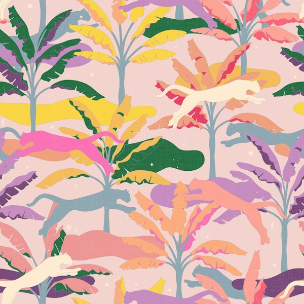 Vibrant Tropical Jungle Cats Palms No.03 WP