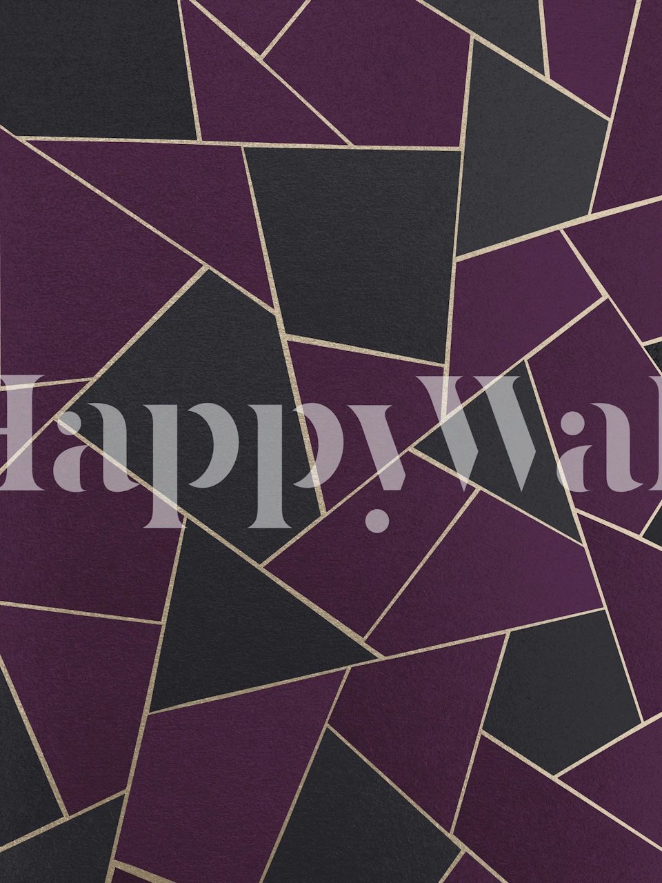 Charcoal Purple Gold geometric pattern wall mural