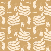 Girl with Cat Pattern - Mustard behang