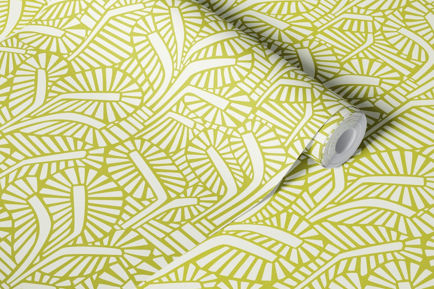 African Nature - Palm Trees on Chartreuse wallpaper roll