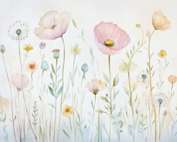 Scandi Watercolor Wildflower Meadow