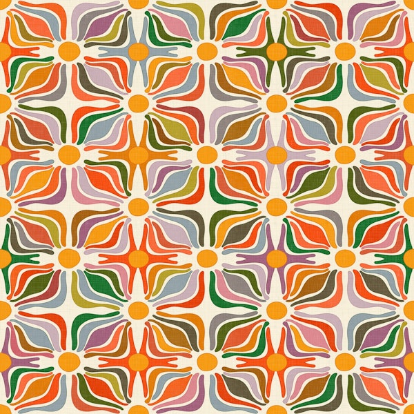 Abstract Flowers Summer in the 70's WP