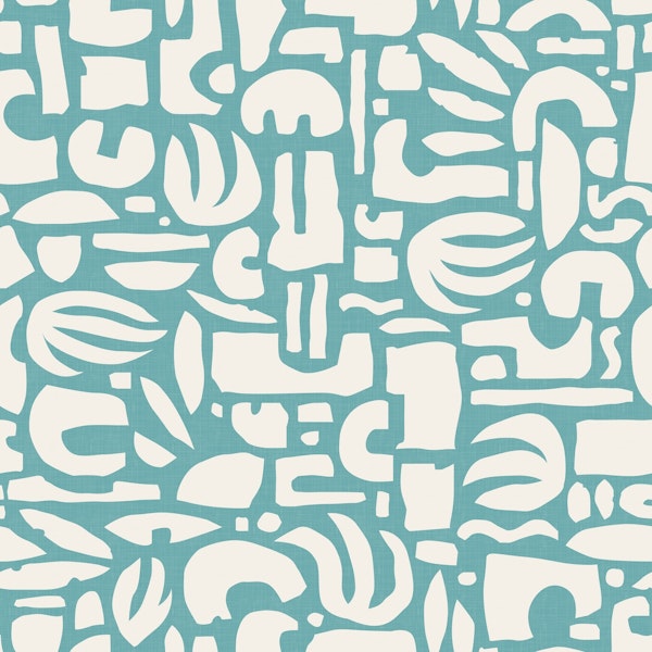 Mid Century Cut Out Shapes Aqua Lagoon WP