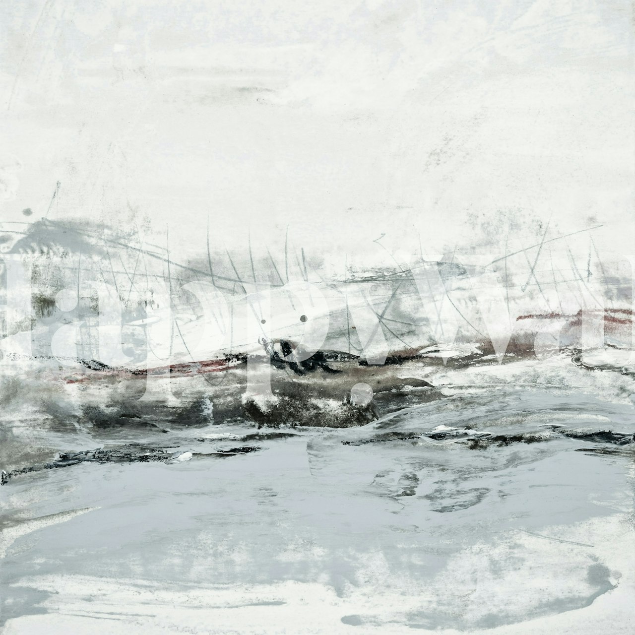 Abstract gray and white Nordic landscape wallpaper