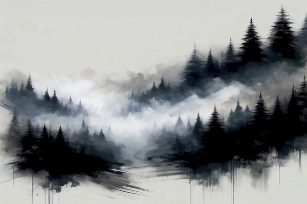 Misty Moody Morning Pines