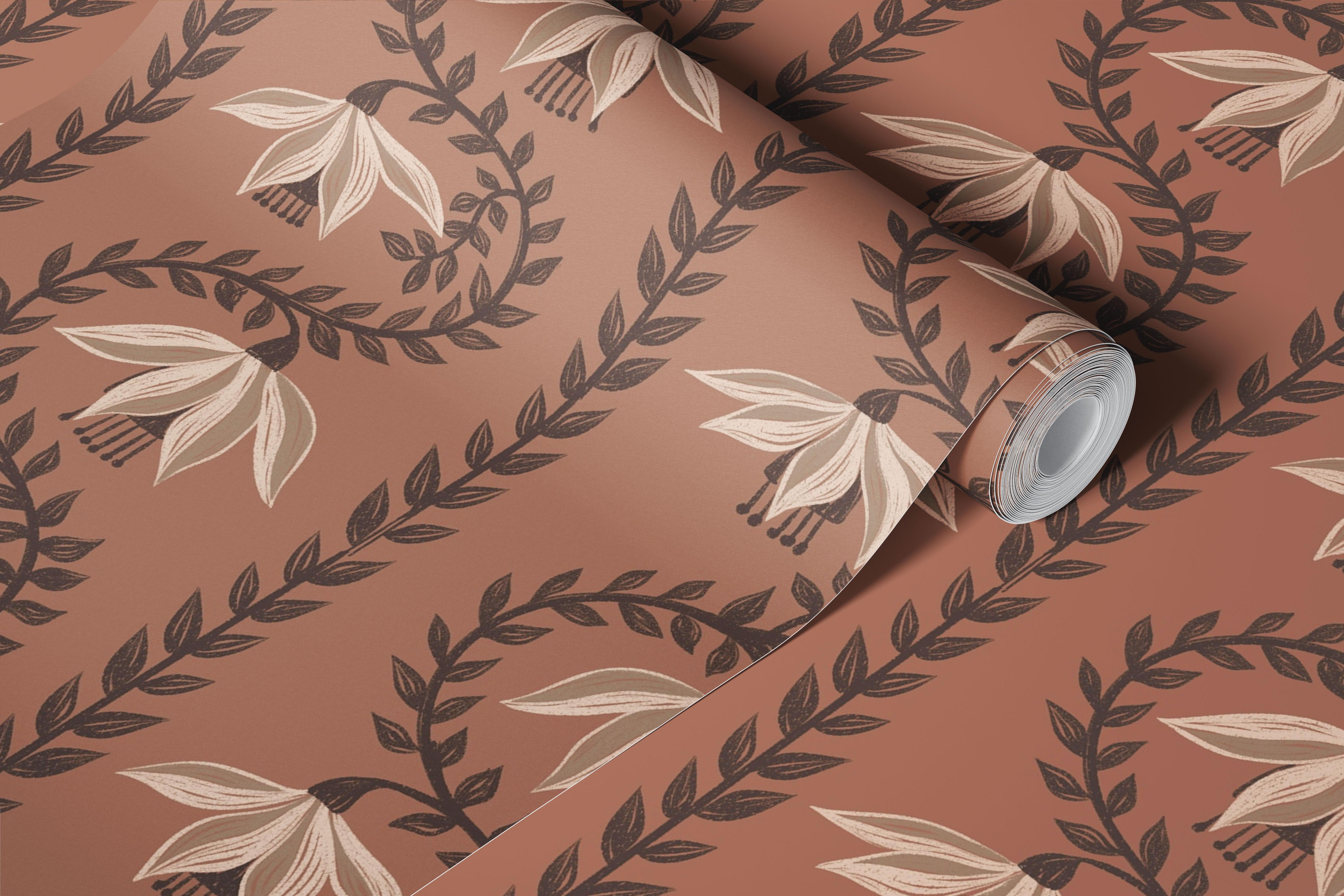 Papel de parede com listras florais em um quarto