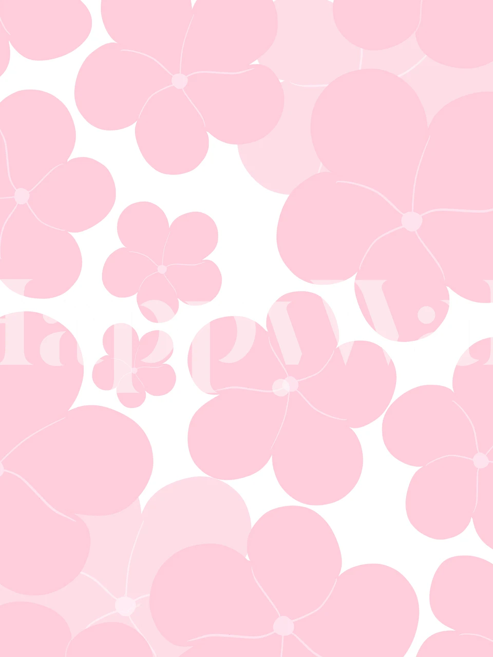 Pink floral patterns on a white background wallpaper