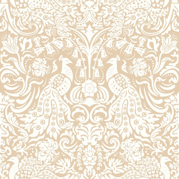 Peacock Damask in Beige