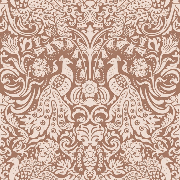 Peacock Damask in Mocha Mouse