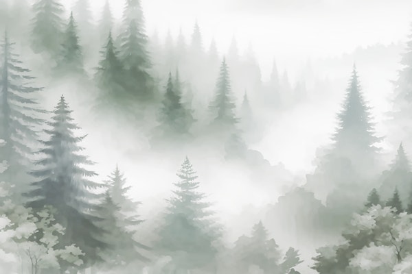 Misty Pine Forest Peaks