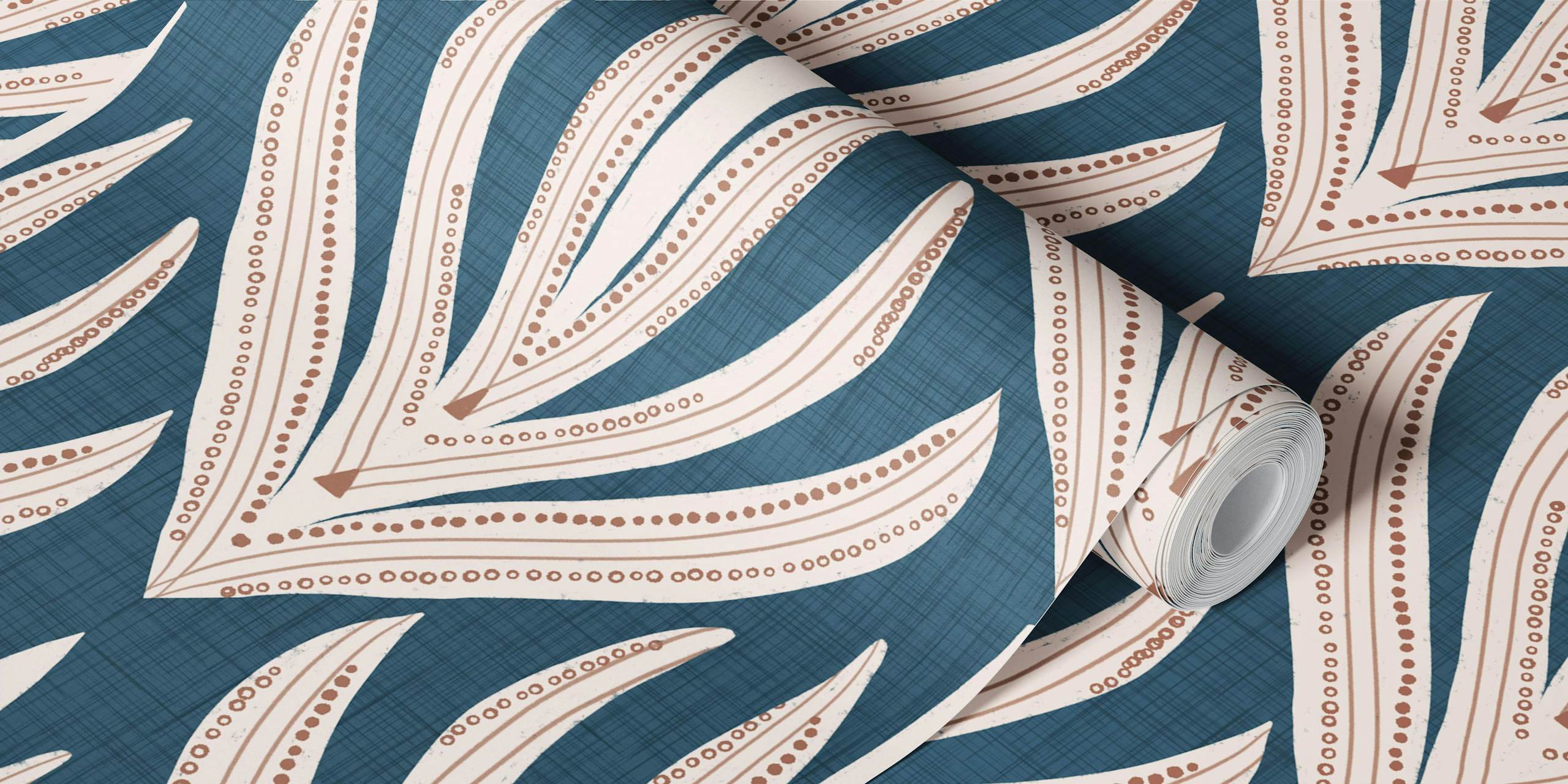 Tapeta Retro Folk Leaf u sobi