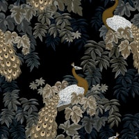 Peacock Garden, Large - Black & Burnt Sienna ταπετσαρία