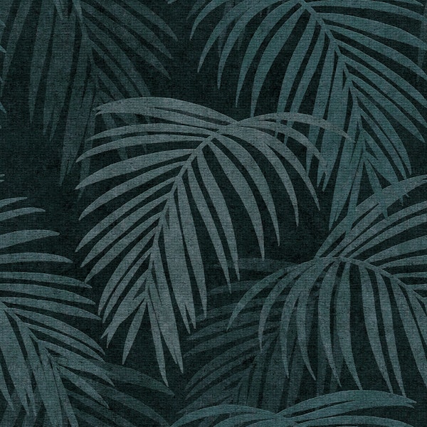 Tropical Palm Leaf - Blue Grey