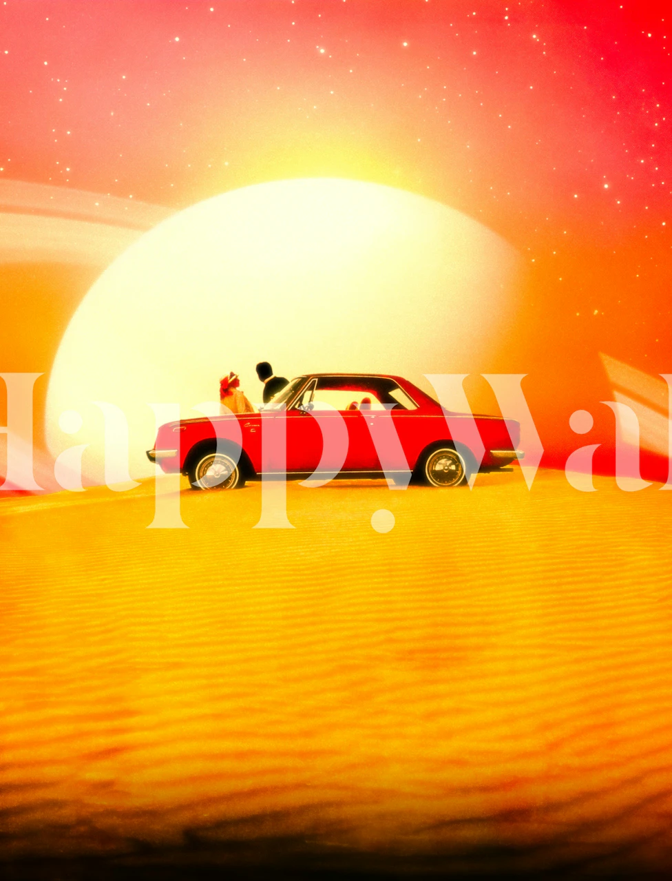 Decorative wallpaper with a view of Saturn