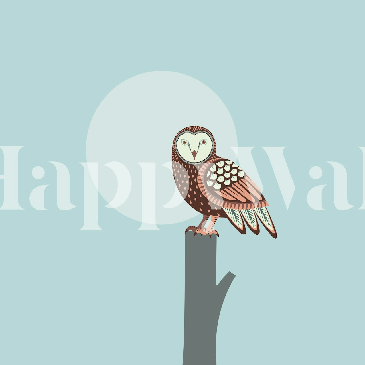 Steenuil, gezeten onder een maan