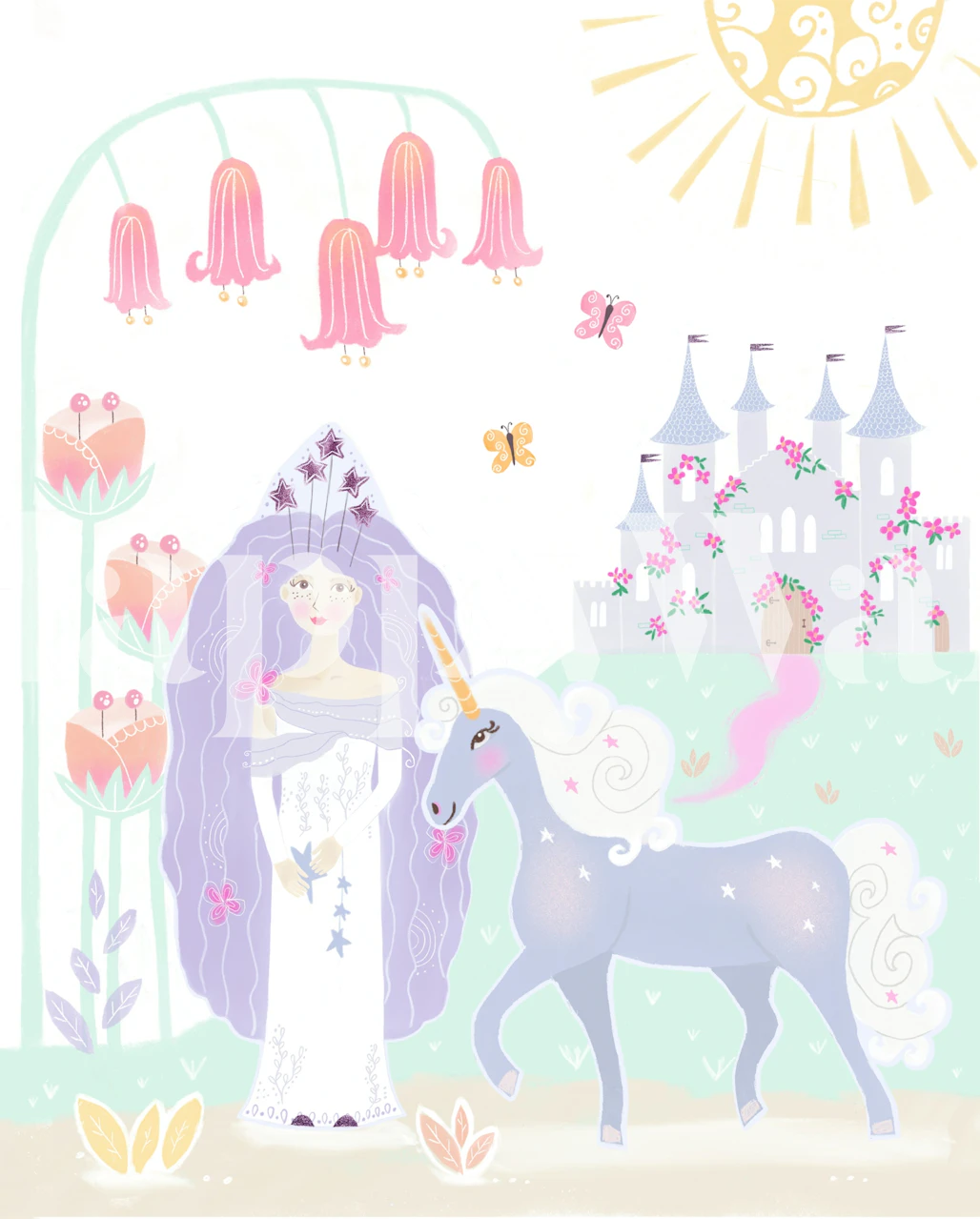 Princess Lia og Cherry the Unicorn mural