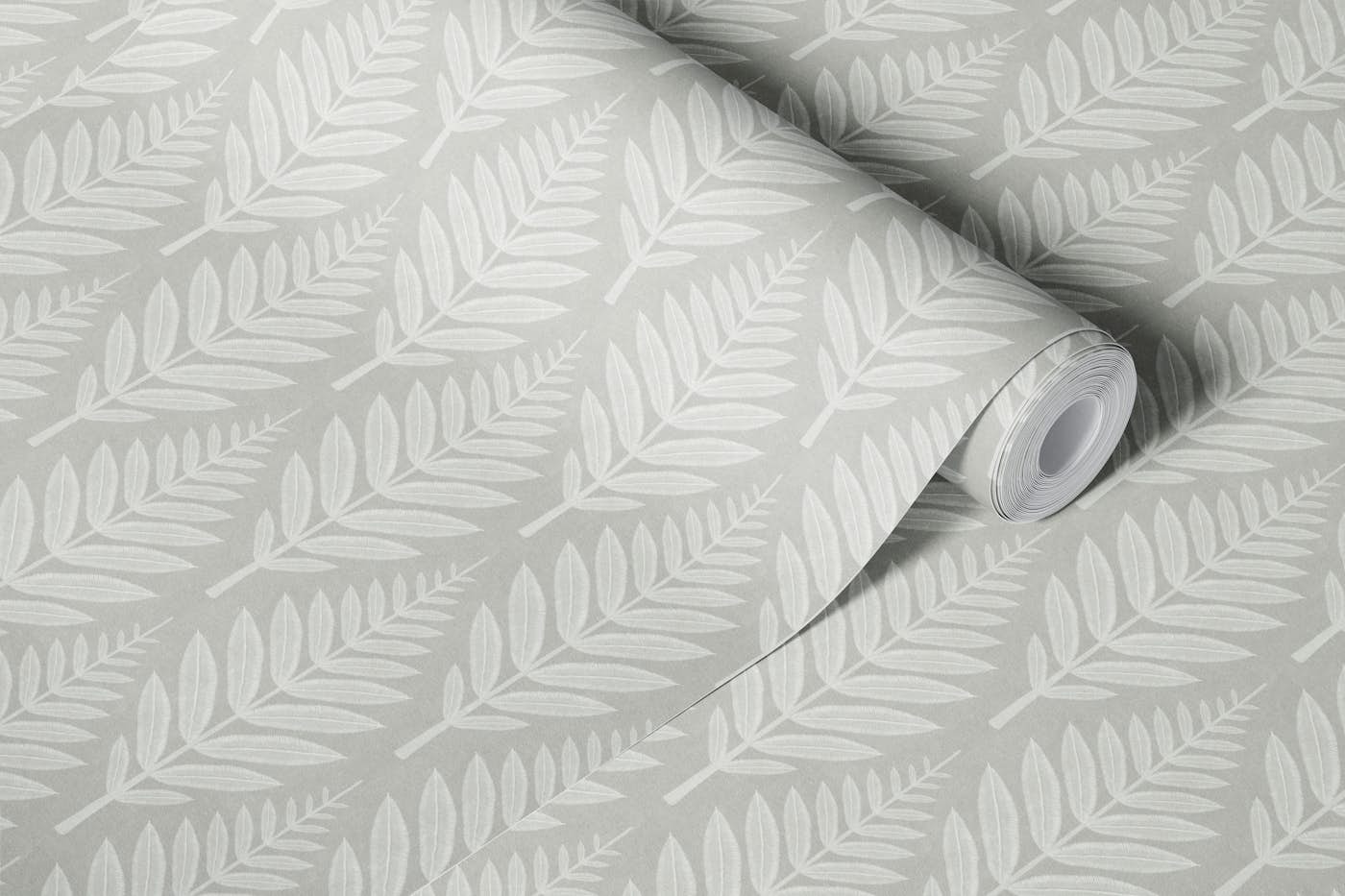 Frosted Leaf Pattern - Stone wallpaper roll