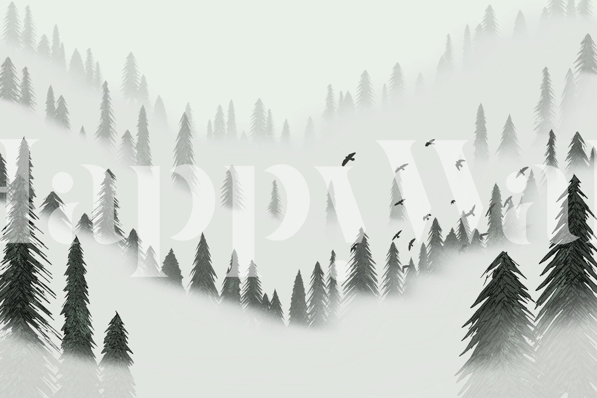 Papel de parede Northern Forest em um quarto