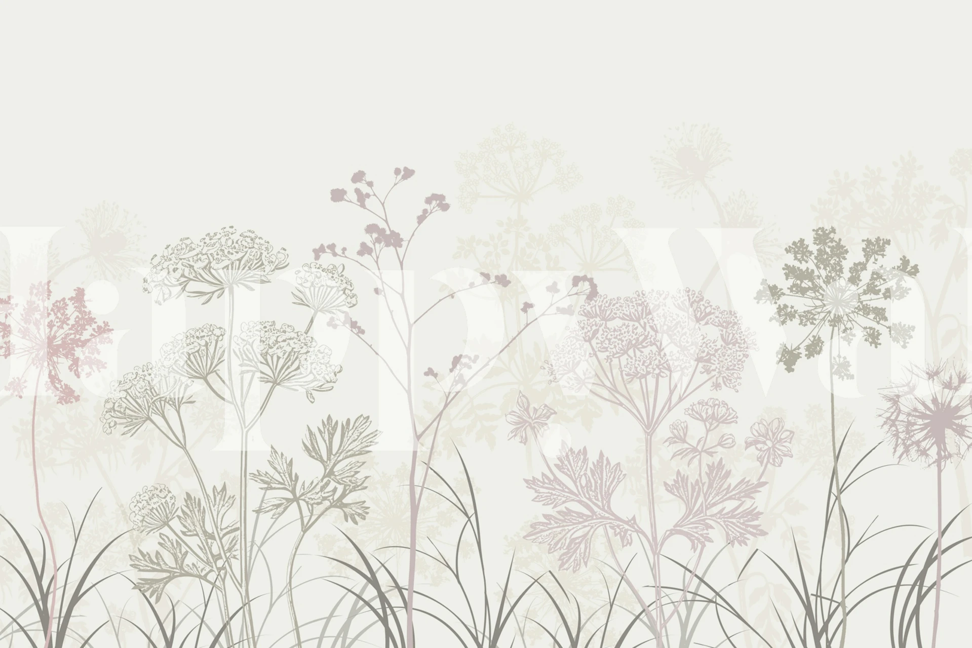 Pastel wildflower meadow wallpaper in a room