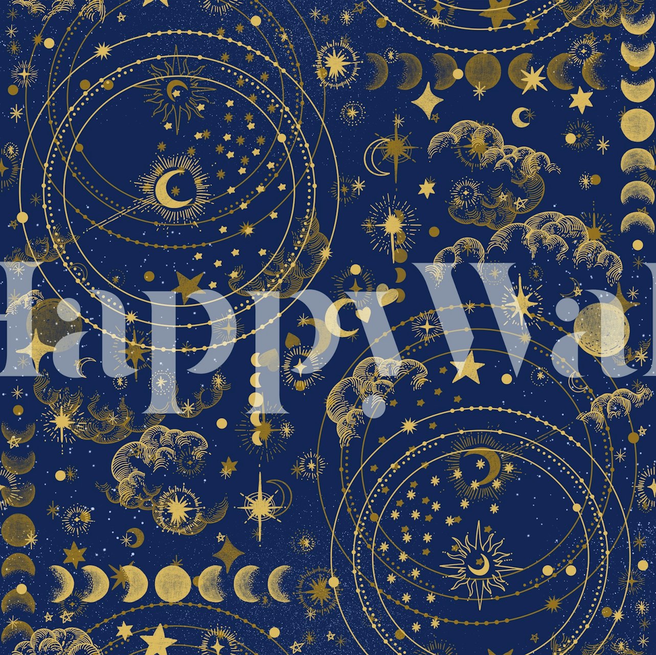 Golden Lunar Dreams wallpaper in a room