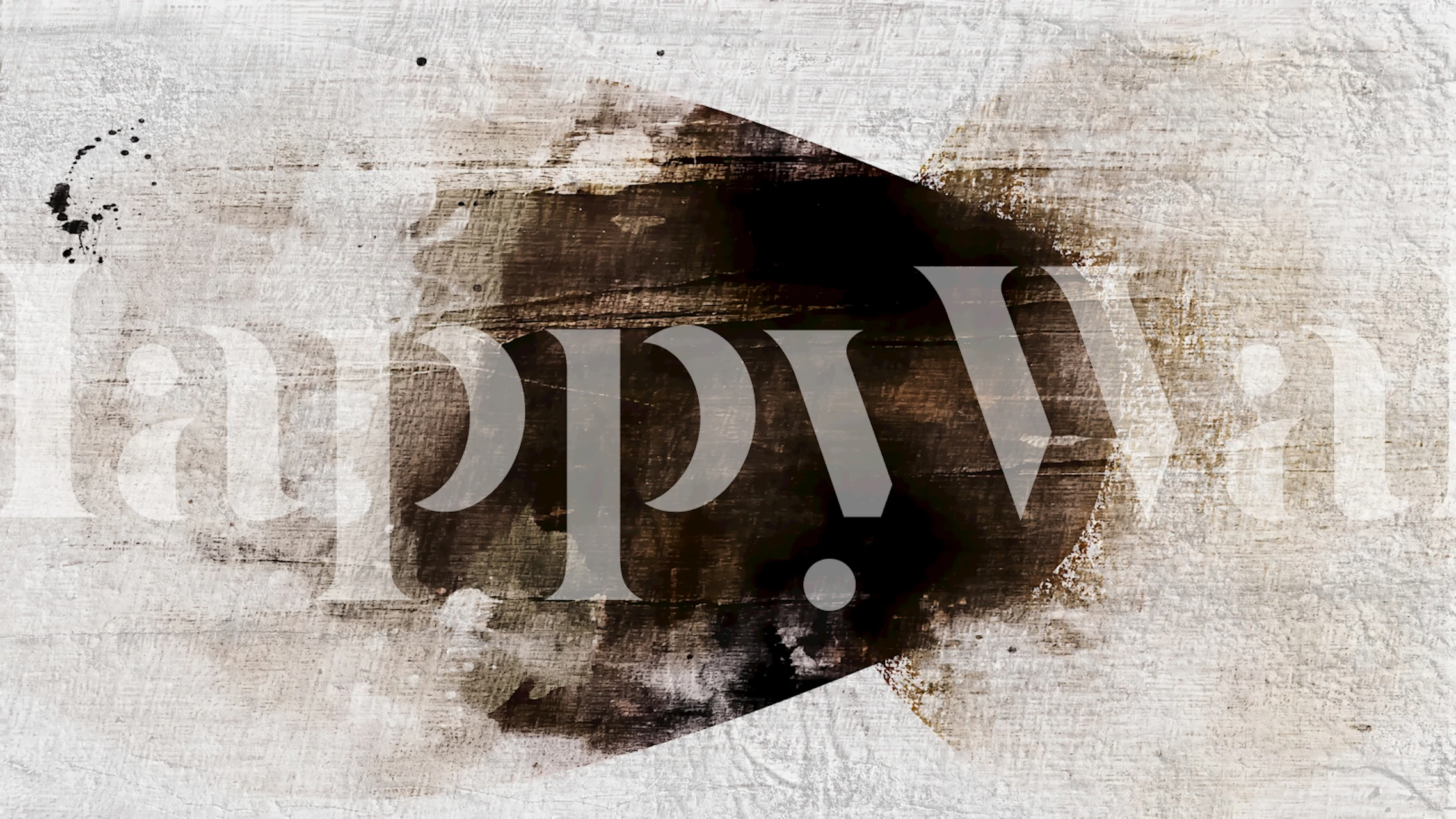 Abstract brown and black shapes on white textured wallpaper